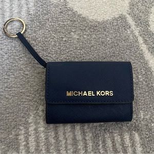 Michael Kors Navy Saffiano Leather Wallet with Gold Hardware